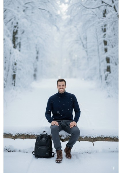 Erkek Uzun Kollu Tam Boğazlı Yaka Klasik Model Rahat Kesim Tam Kalıp Yünlü Dokuma Kazak modelleri