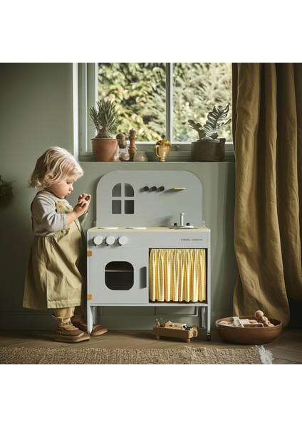 Montessori Doğal Ahşap Oyuncak Mutfak Seti Eğitici ve Güvenli Rol Yapma Oyuncağı Ihlamur Yeşil Kreş Oyuncakları modelleri