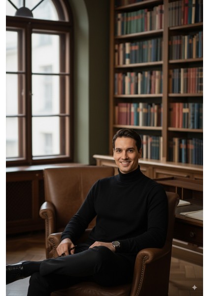 Erkek Uzun Kollu Tam Boğazlı Yaka Klasik Model Rahat Kesim Tam Kalıp Yünlü Dokuma Kazak modelleri