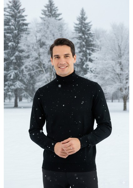 Erkek Uzun Kollu Tam Boğazlı Yaka Klasik Model Rahat Kesim Tam Kalıp Yünlü Dokuma Kazak indirimleri