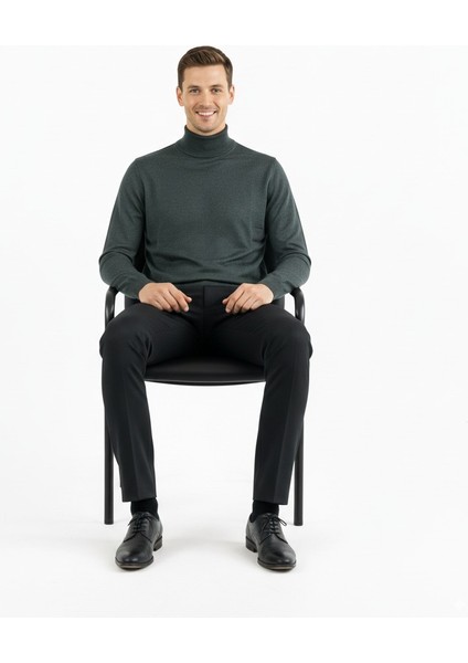 Erkek Uzun Kollu Tam Boğazlı Yaka Klasik Model Rahat Kesim Tam Kalıp Yünlü Dokuma Kazak fiyatları