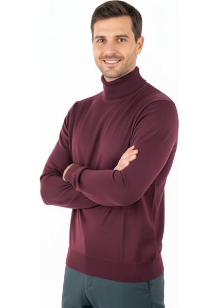 Erkek Uzun Kollu Tam Boğazlı Yaka Klasik Model Rahat Kesim Tam Kalıp Yünlü Dokuma Kazak fırsatları