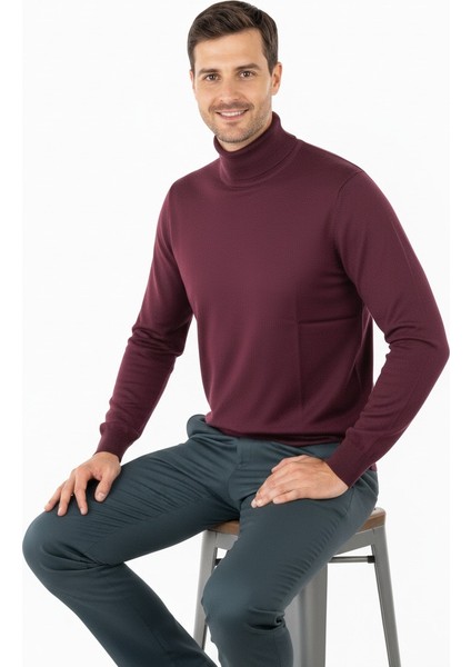 Erkek Kışlık Düz Renk Rahat Kesim Tam Balıkçı Yaka Ince Yünlü Kazak modelleri