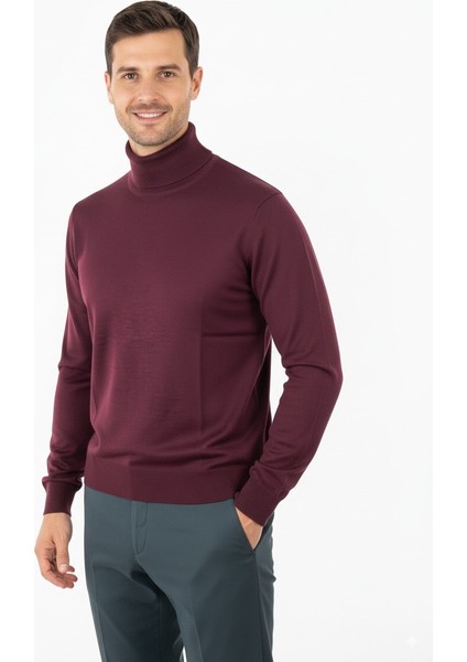 Erkek Kışlık Düz Renk Rahat Kesim Tam Balıkçı Yaka Ince Yünlü Kazak fırsatları