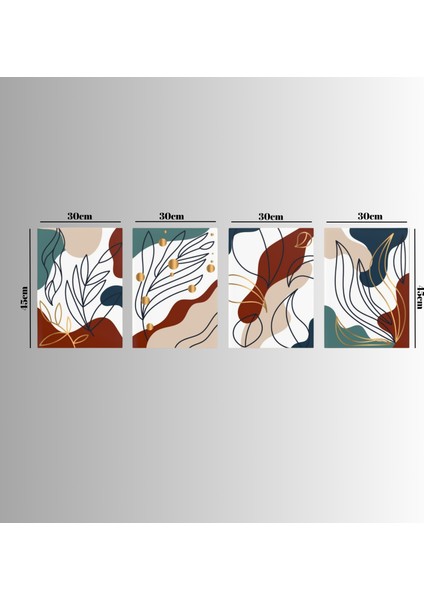 :temperli Cam Dörtlü Set Tablo, Tablo, Dörtlü Tablo, Uv Baskı, Cam Tablo, 4’lü Set, CDT002