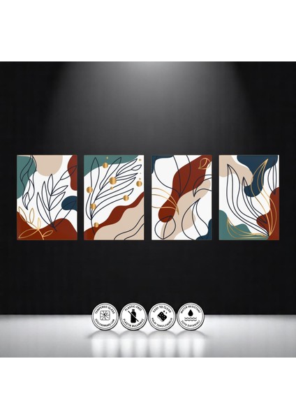 :temperli Cam Dörtlü Set Tablo, Tablo, Dörtlü Tablo, Uv Baskı, Cam Tablo, 4’lü Set, CDT002