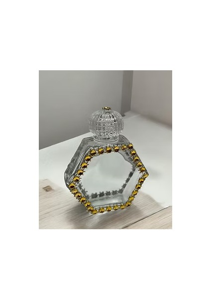 50 ml Taşlı Altıgen Cam Kolonya Şişesi 10'lu – Lüks Dekoratif Şişe