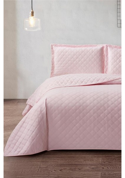 Zagreb Elyaf Dolgulu Çift Kişilik 240X260 cm Yatak Örtüsü Pudra