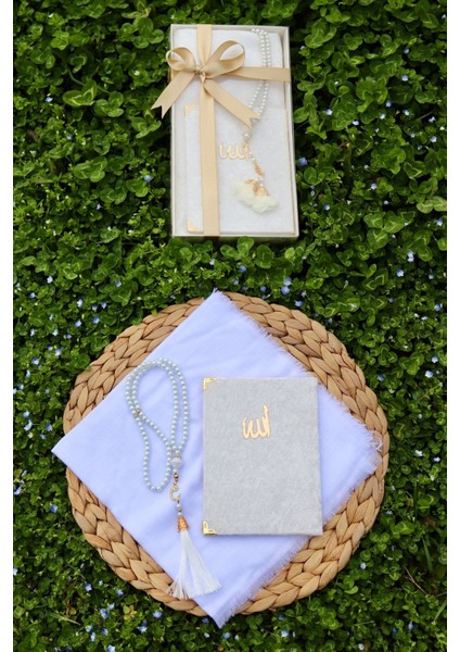 20 Adet Eşarplı Yasin Hediyelik Mevlid Seti Y201 Beyaz modelleri