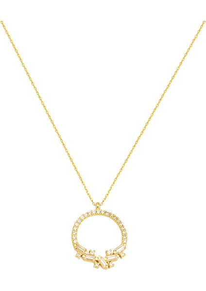 Bagetli Halka Altın Kolye 14 Ayar