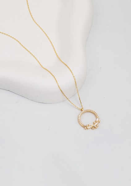 Bagetli Halka Altın Kolye 14 Ayar modelleri