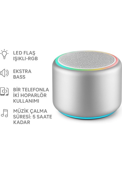 Samsung Galaxy S26 Ultra Uyumlu Kompakt Bluetooth Hoparlör – Uzun Pil Ömrü (5 Saat) | Kablosuz Hoparlör