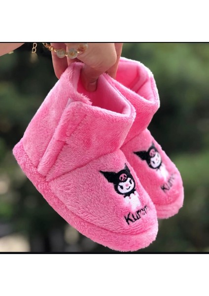 Kız Çocuk Kuromi Panduf Yandan Cırtlı Kaydırmaz Taban Anaokulu Kreş Ev Ayakkabısı