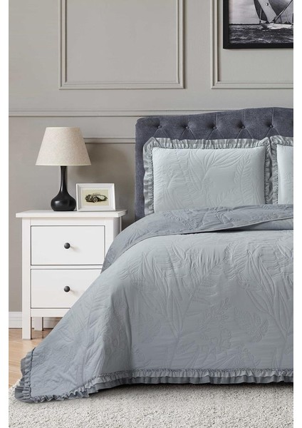 Madrid Elyaf Dolgulu Çift Kişilik 240X260 cm Yatak Örtüsü Antrasit