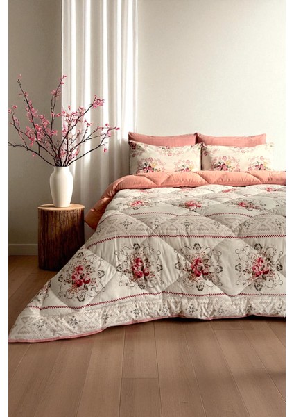 Çift Kişilik 4 Yastık Kılıflı Çift Taraflı Desenli Uyku Seti-Kanaviçe Pudra fiyatları