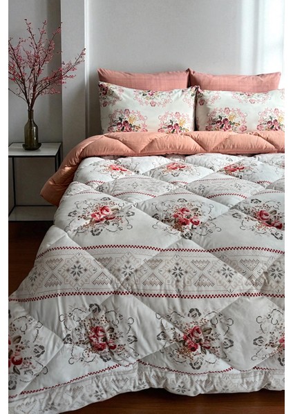 Çift Kişilik 4 Yastık Kılıflı Çift Taraflı Desenli Uyku Seti-Kanaviçe Pudra fırsatları