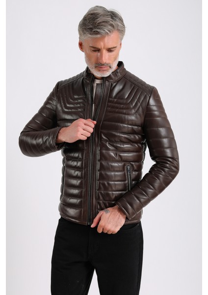 James Erkek Şişme Deri Mont modelleri