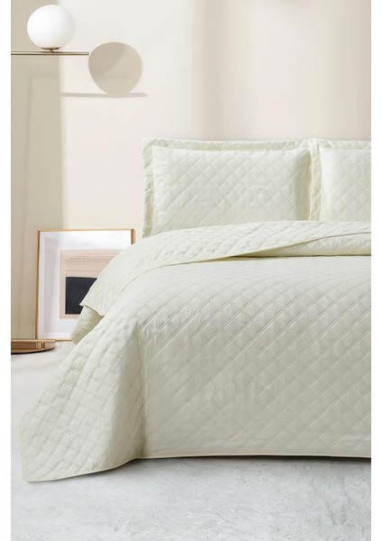 Zagreb Elyaf Dolgulu Çift Kişilik 240X260 cm Yatak Örtüsü Krem