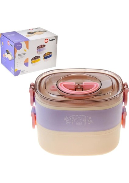 Çelik Beslenme Kabı Iki Katlı 1900ML Lila