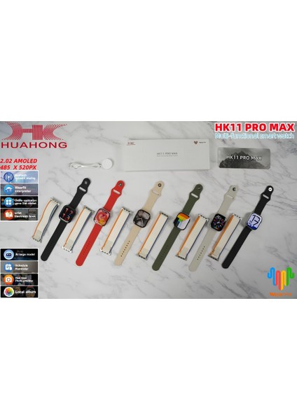 HK11 Pro Max Orıjınal Yeni Seri Güçlu Batarya Amoled Ekran Akıllı Saat Çift Kordonlu fırsatları