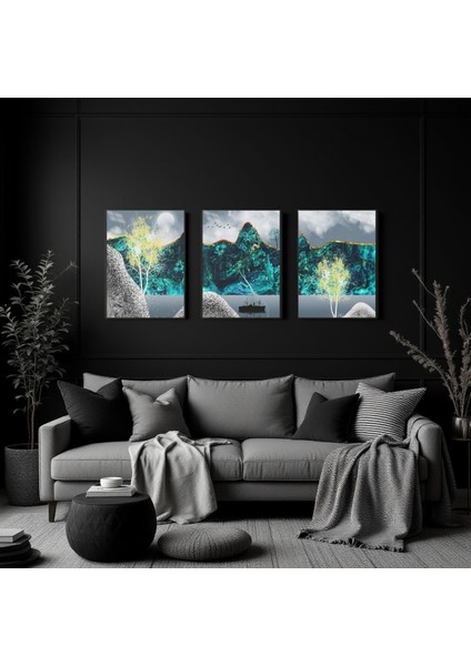 :temperli Cam Üçlü Set Tablo, Tablo, Üçlü Tablo, Uv Baskı, Cam Tablo, 3’lü Set, CUT019