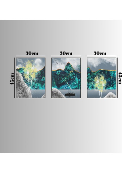 :temperli Cam Üçlü Set Tablo, Tablo, Üçlü Tablo, Uv Baskı, Cam Tablo, 3’lü Set, CUT019