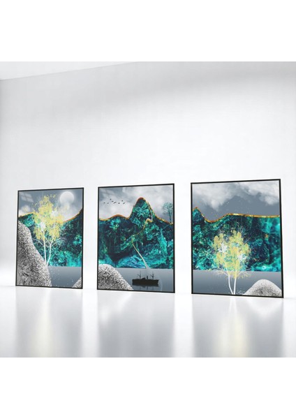 :temperli Cam Üçlü Set Tablo, Tablo, Üçlü Tablo, Uv Baskı, Cam Tablo, 3’lü Set, CUT019
