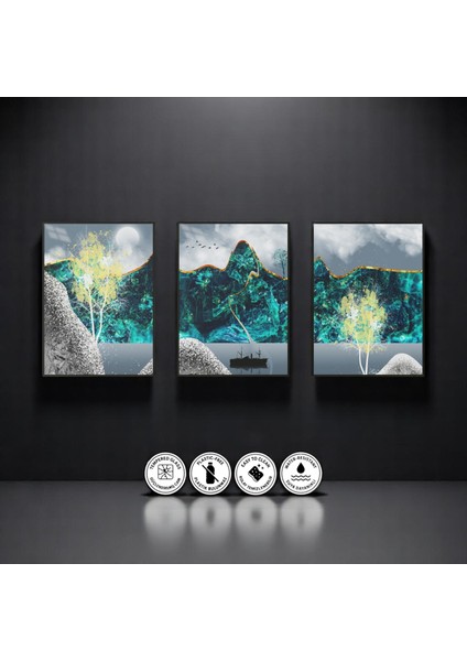 :temperli Cam Üçlü Set Tablo, Tablo, Üçlü Tablo, Uv Baskı, Cam Tablo, 3’lü Set, CUT019