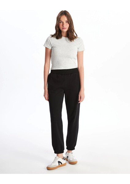 Xsıde Siyah Beli Lastikli Kadın Kalın Jogger Eşofman Altı