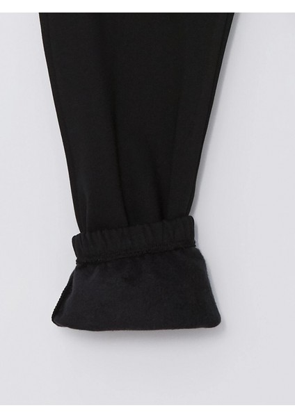 Xsıde Siyah Beli Lastikli Kadın Kalın Jogger Eşofman Altı