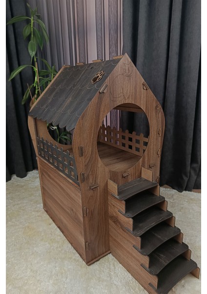 3xl Kedi Evi – Kahverengi, Iki Katlı, Merdivenli, Mdf, 91×92×52 cm fırsatları