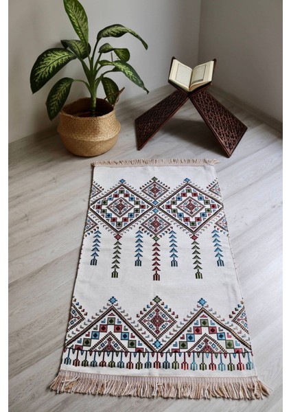 Lale Desenli Astarlı Lüks Seccade S1002 Siyah