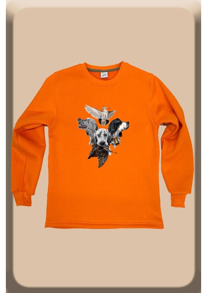 Hunting Avcılık Pointer Çulluk Setter Baskılı Regular Fit %100 Pamuk Bisiklet Yaka Sweatshirt