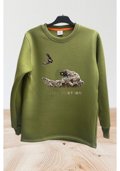Hunter Avcılık Çulluk Fermalı English Setter Baskılı Regular Fit Bisiklet Yaka Sweatshirt