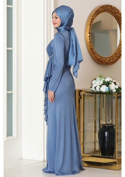 Parıltılı Fırfır Detaylı Zühre Tesettür Abiye fırsatları