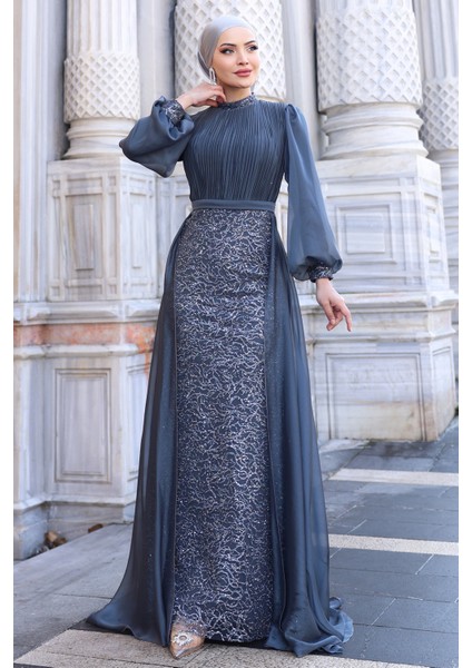 Lavanta Şifon Detaylı Gliten Kumaş Şık Tesettür Abiye fırsatları