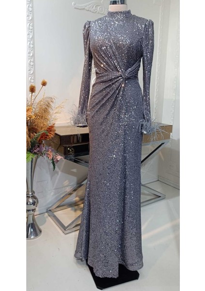 Parıltılı Büyük Beden Hüma Tesettür Abiye modelleri