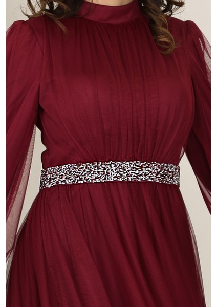 Alia Şık Taş Detaylı Büyük Beden Tesettür Abiye - Alya fırsatları