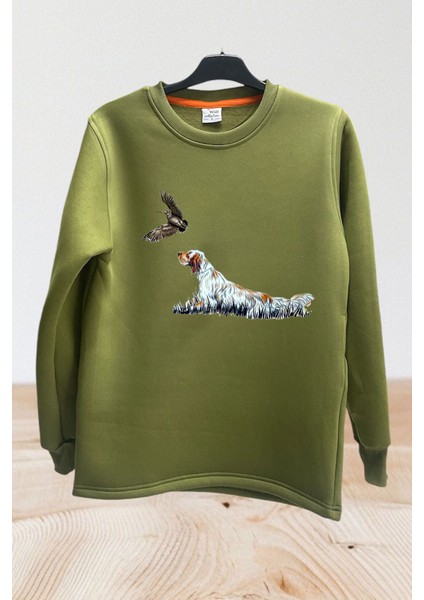 Hunter Avcılık Fermalı English Setter Baskılı Regular Fit Bisiklet Yaka Sweatshirt