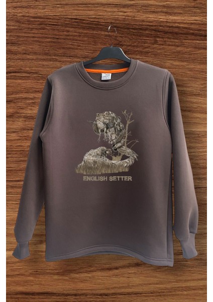 Hunter Avcılık Ağaçlı Setter Çulluk Tasarım Baskılı Regular Fit Bisiklet Yaka Kışlık Sweatshirt