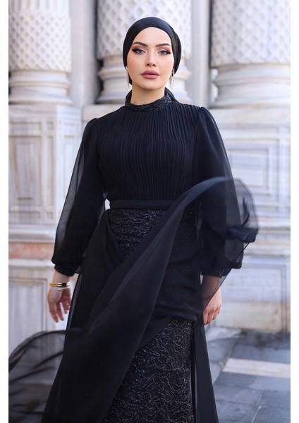 Lavanta Şifon Detaylı Gliten Kumaş Şık Tesettür Abiye fırsatları