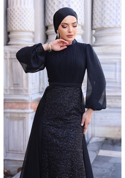 Lavanta Şifon Detaylı Gliten Kumaş Şık Tesettür Abiye indirimleri