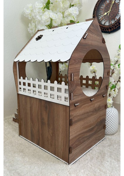 Kedi Evi 3xl, Kahverengi Beyaz, Merdivenli, Iki Katlı Mdf 91×92×52 cm indirimleri