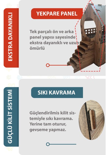 Kedi Evi 3xl, Kahverengi Beyaz, Merdivenli, Iki Katlı Mdf 91×92×52 cm