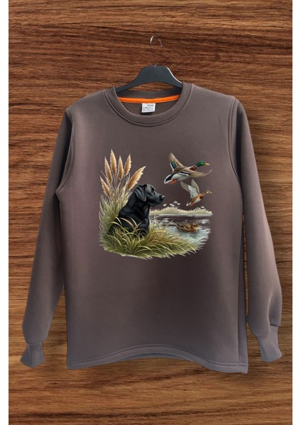 Hunter Avcılık Ördek Setter Baskılı Regular Fit %100 Pamuk Bisiklet Yaka Sweatshirt
