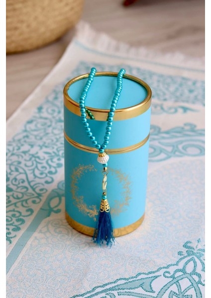 Silindir Kutulu Seccade ve Tesbih Seti S1040 Mavi fiyatları