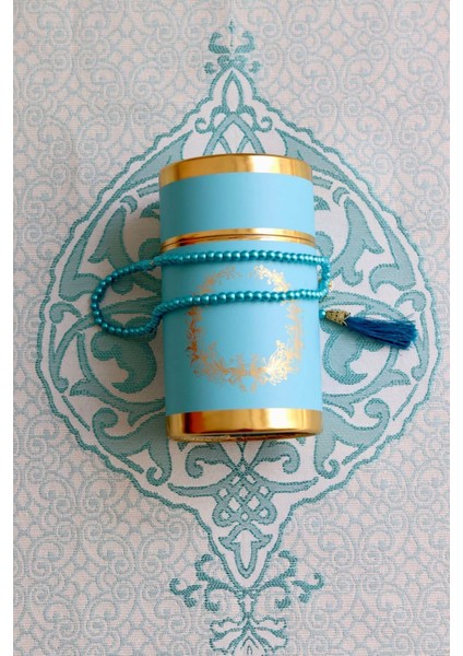 Silindir Kutulu Seccade ve Tesbih Seti S1040 Mavi fırsatları