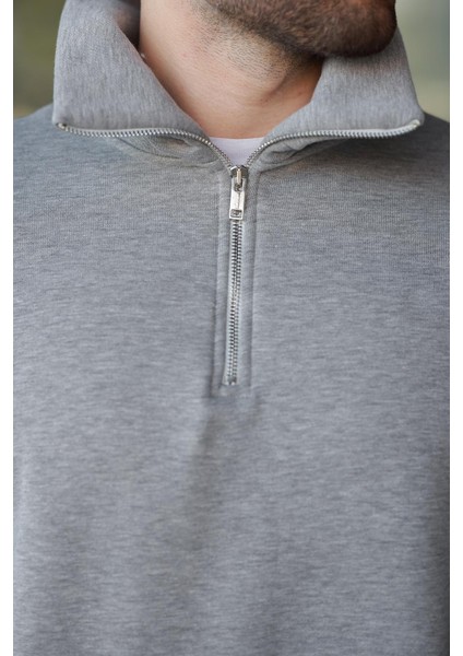 Grimelanj Fermuarlı Dik Yaka Kanguru Cep Erkek Sweatshirt E7159 fırsatları