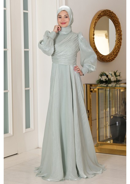 Omuz Detaylı Bahar Tesettür Büyük Abiye