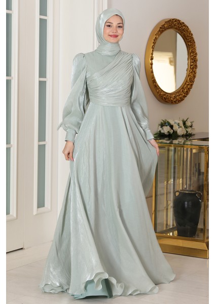 Omuz Detaylı Bahar Tesettür Büyük Abiye fiyatları